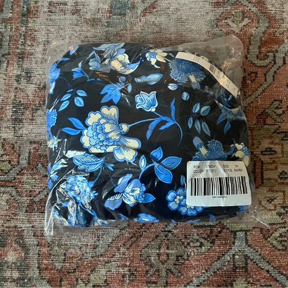 J. Crew Ruched One Shoulder One Piece Swimsuit Size 24 NWT Midnight Blue Floral - Picture 8 of 8